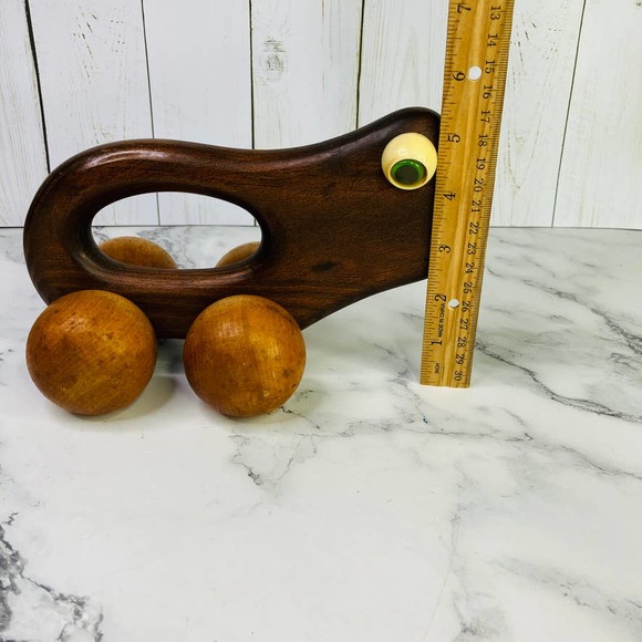 Vintage Wooden Frog Rolling Push Toy Montessori Nursery - Picture 8 of 9